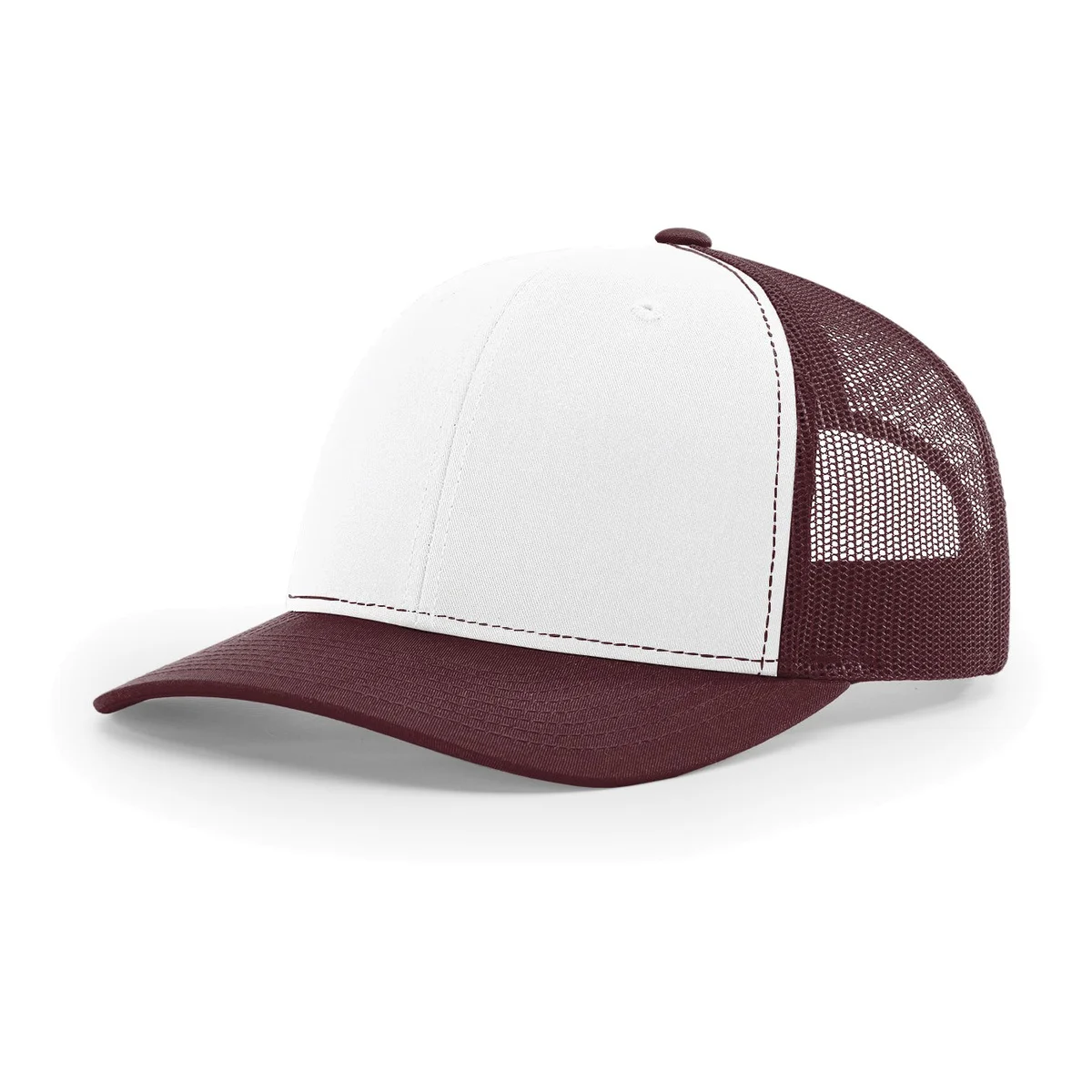 Richardson 112 6-Panel Snapback Trucker Hat w/Leatherette Adhesive Patches or Embroidery
