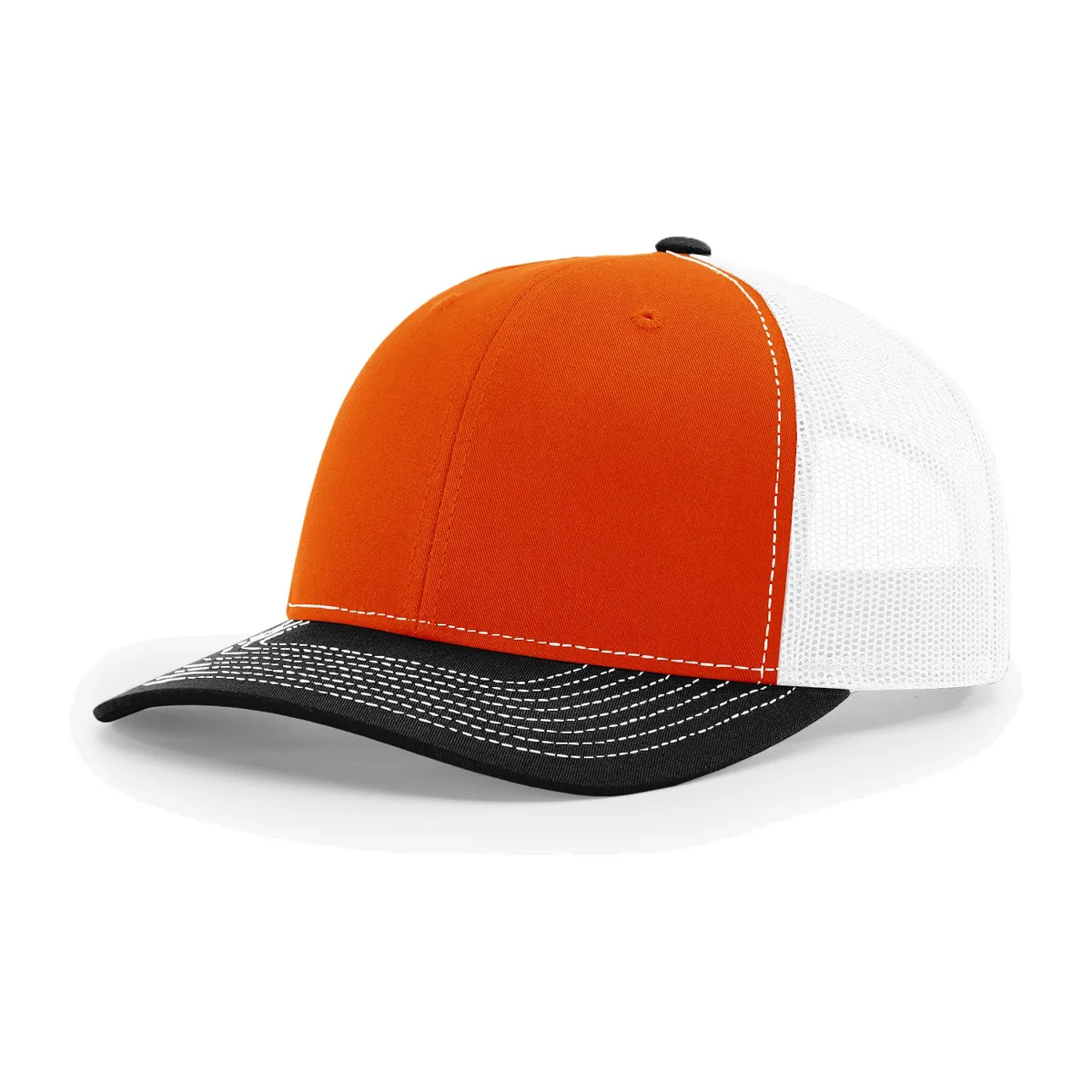 Richardson 112 6-Panel Snapback Trucker Hat w/Leatherette Adhesive Patches or Embroidery