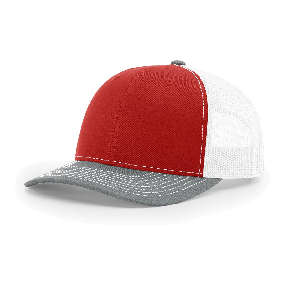 Richardson 112 6-Panel Snapback Trucker Hat w/Leatherette Adhesive Patches or Embroidery