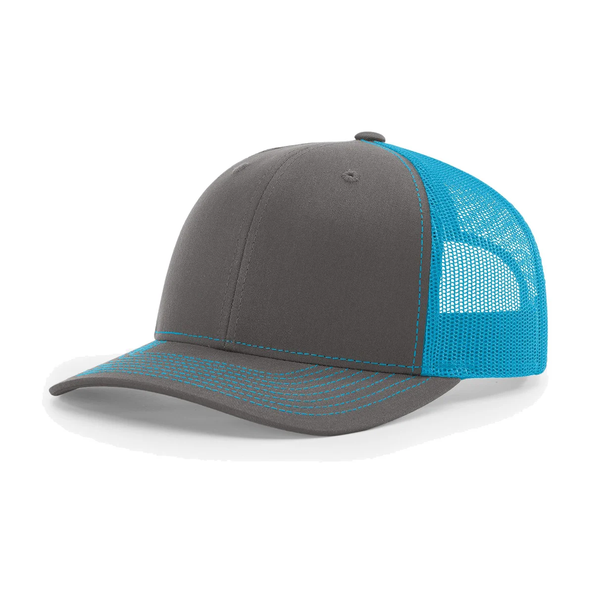 Richardson 112 6-Panel Snapback Trucker Hat w/Leatherette Adhesive Patches or Embroidery