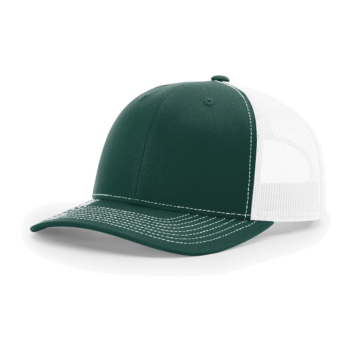 Richardson 112 6-Panel Snapback Trucker Hat w/Leatherette Adhesive Patches or Embroidery