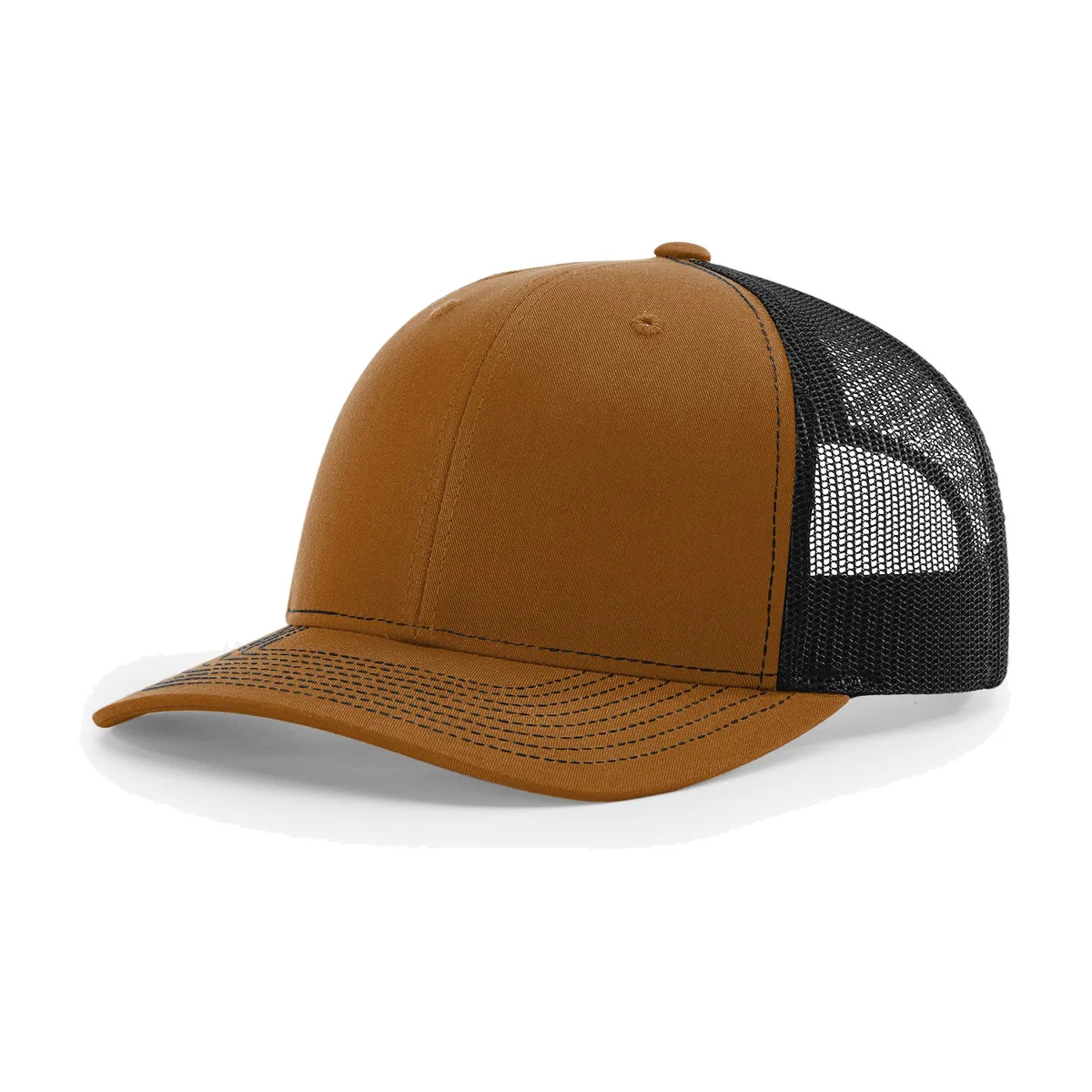 Richardson 112 6-Panel Snapback Trucker Hat w/Leatherette Adhesive Patches or Embroidery