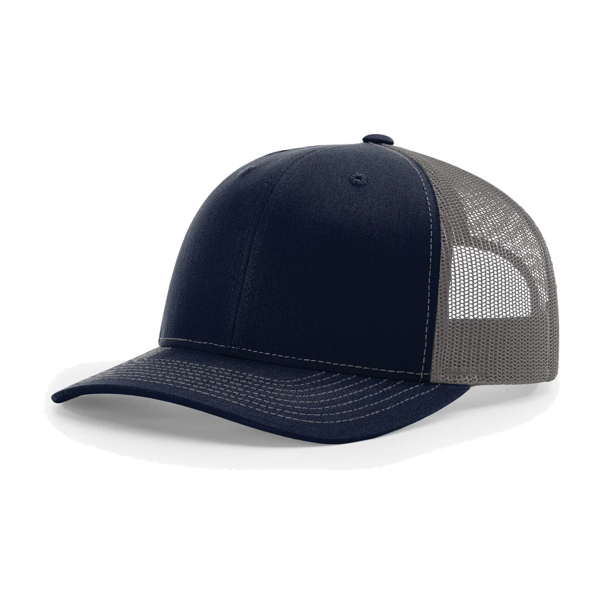 Richardson 112 6-Panel Snapback Trucker Hat w/Leatherette Adhesive Patches or Embroidery
