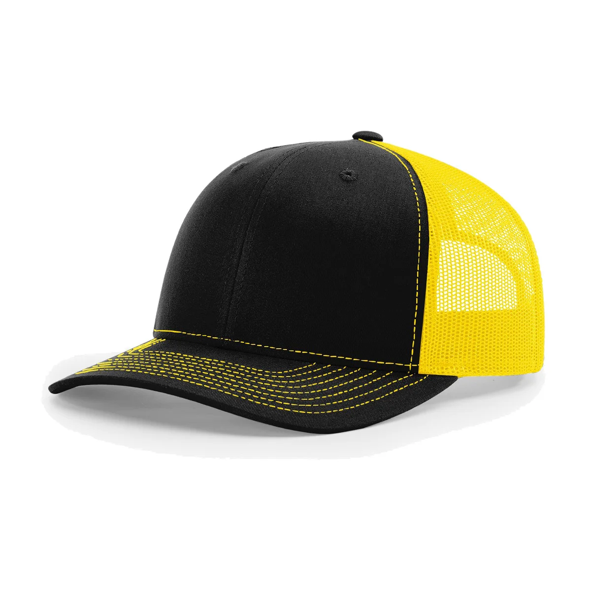 Richardson 112 6-Panel Snapback Trucker Hat w/Leatherette Adhesive Patches or Embroidery