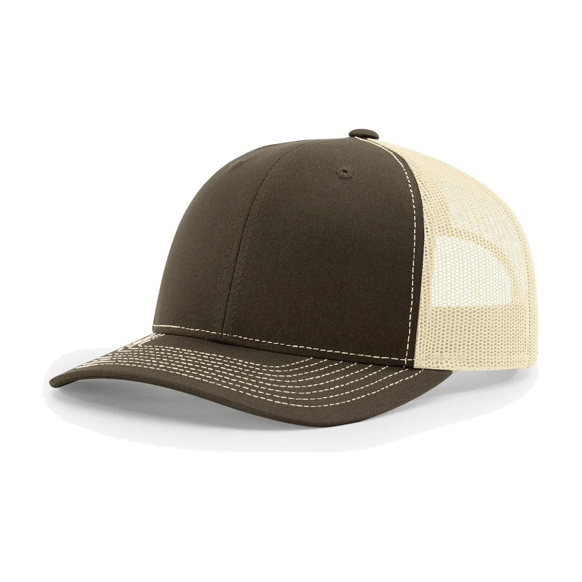 Richardson 112 6-Panel Snapback Trucker Hat w/Leatherette Adhesive Patches or Embroidery